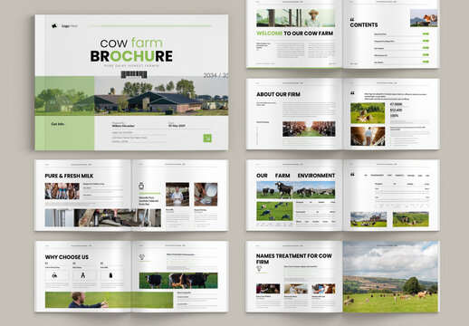 Cow Farm Agriculture Landscape Brochure Template
