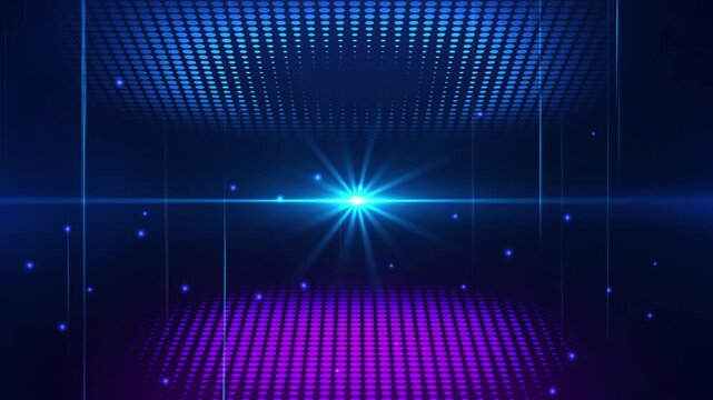 Blue lens flare shining on abstract dotted background