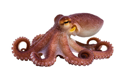 Fototapeta premium Isolated octopus with tentacles, a magnificent marine animal of the ocean depth