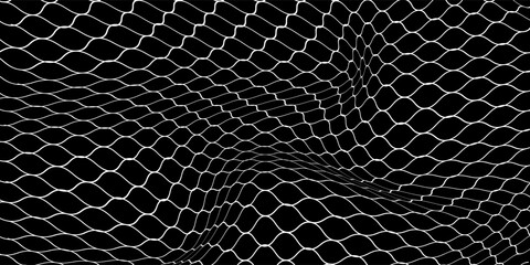 Fishing or soccer net. Repeated hexagon pattern. Black wired mesh texture isolated on white background.ilustrasion modern. © Amirul