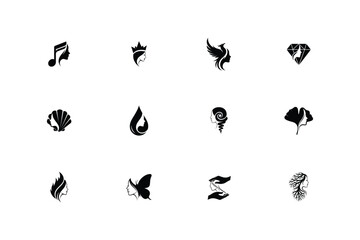 Fototapeta premium Diverse Symbolic Vector Icons for Female-Focused Branding