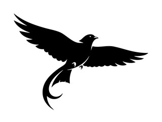 Fototapeta premium Bird in flight with silhouette vector illustration spreading wings freely outdoors