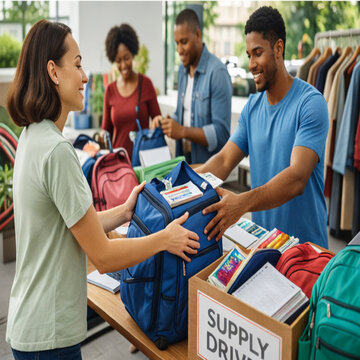 Volunteers Sorting and Donating Clothes and Supplies &ndash; Community Charity Event