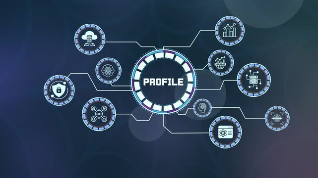  Digital user profile and personal identification data in a futuristic network.