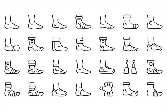 Sports Injury Foot Care and Orthopedic Therapy Icons
