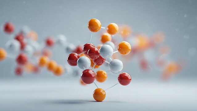 Abstract representation of a molecular structure, showcasing interconnected spheres symbolizing atoms and chemical bonds