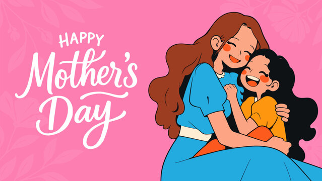 Vector banner with beautiful flowers framed for mother's day	