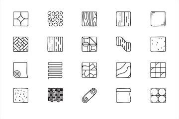 Modern Interior Flooring Textures Minimalist Icon Collection 