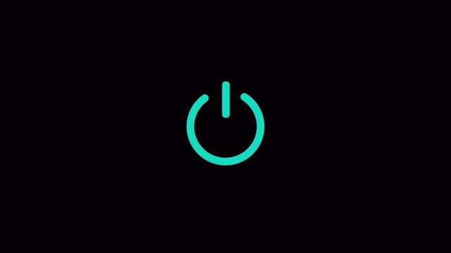 Switch power reset button symbol animation on transparent background  with alpha channel,Abstract power button icon animation. start turn on off button animation.4k  video animation