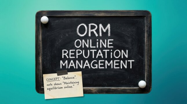 Online Reputation Management ORM Concept Illustrated on Chalkboard with Balance Note