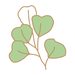 Hand Drawn Botanical Leaves Collection in Soft Green, Minimal Line Art Leaves Vector Set for Natural Design