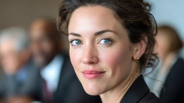 Confidence and Vision: A portrait of a woman of executive, exuding confidence, strength, and a clear vision. Her poised expression reflects leadership, business acumen, and a commitment to success. 
