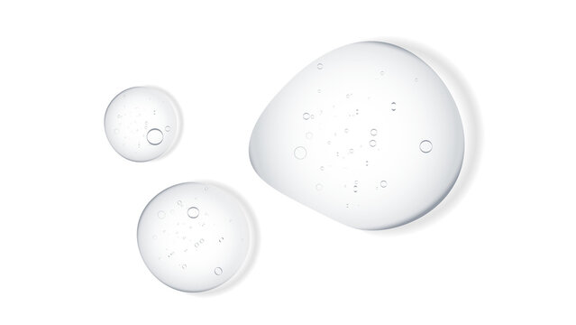 Gel serum texture. Clear skin care liquid drops. Cosmetic product swatch isolated on white background