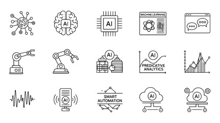 Fototapeta premium Machine Learning Icons