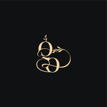monogram elegant concept luxury feel with wavy line QQ organic leaves wedding logo letter