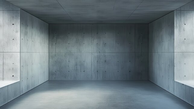 Minimalist Indoor Space with Rough Concrete Walls and Floor