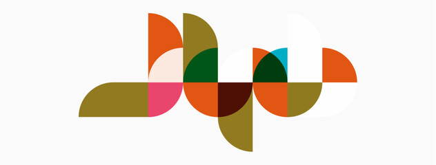 Abstract shapes overlap, creating colorful design. Geometric forms present modern aesthetic, simple composition.