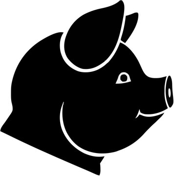 Pig Head Portrait Silhouette &ndash; Flat Vector Plotter Cut File