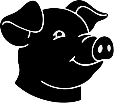 Pig Head Portrait Silhouette &ndash; Flat Vector Plotter Cut File