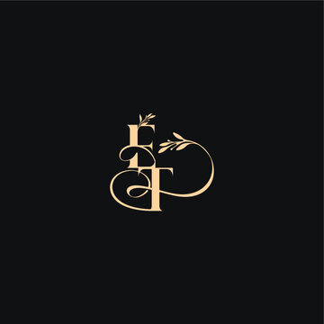 organic leaves wedding logo ET luxury feel with wavy line monogram elegant concept letter