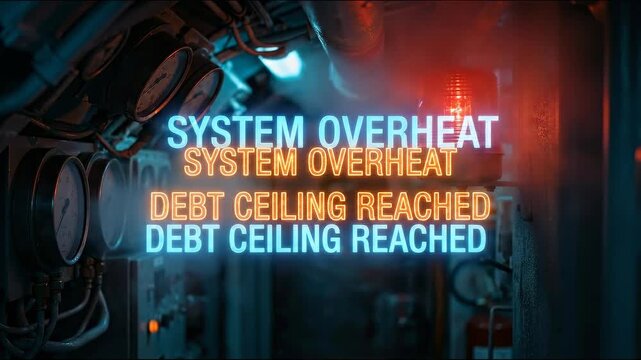 Alarming warning lights blare across the control panel, heralding an emergency situation that demands immediate attention. System Overheat, Debt Ceiling Reached, creating a high-stakes.