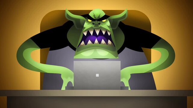 angry internet troll using a computer
