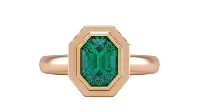 Gold Ring with Emerald Center Stone