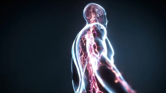 The human body: A close-up view unveils the intricate network of veins and arteries beneath the skin of the human body, providing a fascinating glimpse into our internal systems.