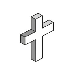 Obraz premium 3D Isometric Christian Cross Icon