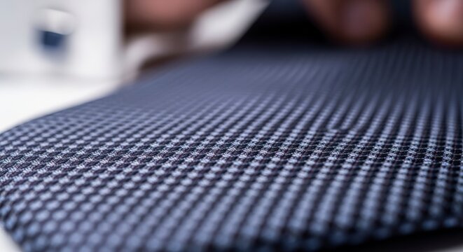 Close-up of textured carbon fiber surface.