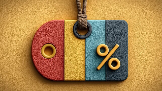 Colorful Discount Tag with Percentage Symbol, Sale and Promotion Concept