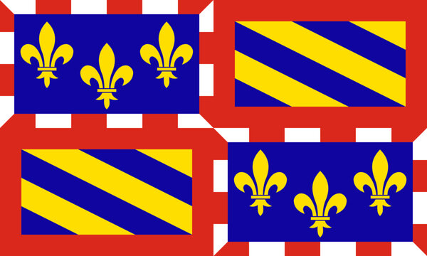 Bourgogne (Burgundy) - Franche Comte regional flag, France, European Union, vector illustration