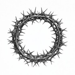 Fototapeta premium Thorned crown forms perfect circle against stark white background