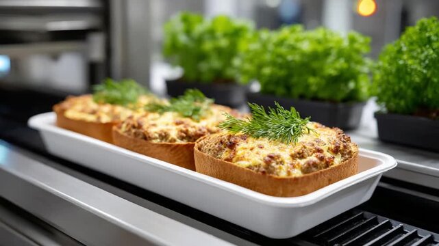 Savory Tartlets with Greens: Appetizing tartlets topped with a savory filling, enhanced by fresh green herbs and positioned alongside lush, vibrant greenery, presenting a fresh culinary scene.