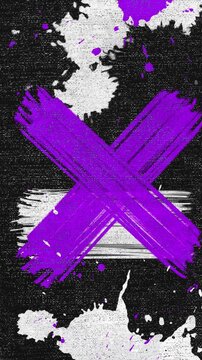 Abstract purple x mark on grunge canvas