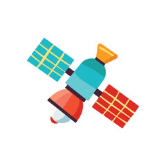 Space Satellite Communication Technology Flat Illustration © Fairuz