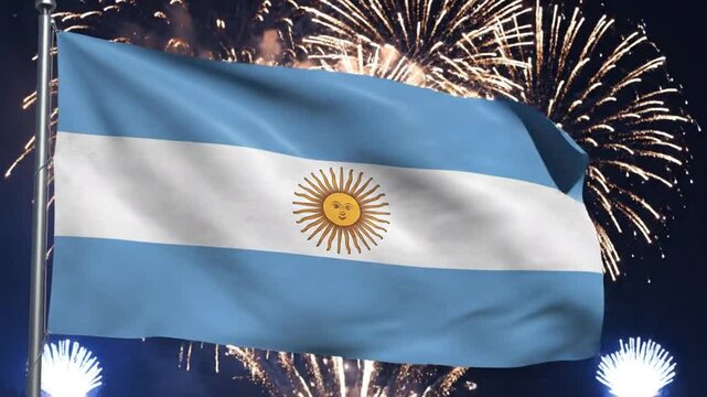 Argentina Flag Fireworks Display.