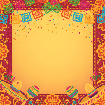 Cinco de Mayo Colorful Fiesta Background With Paper Flags