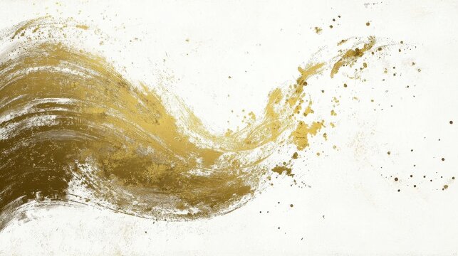 Gold ink strokes on handmade Japanese paper texture, abstract art background for posters, invitations, or cultural presentations, soft natural lighting, organic flow.