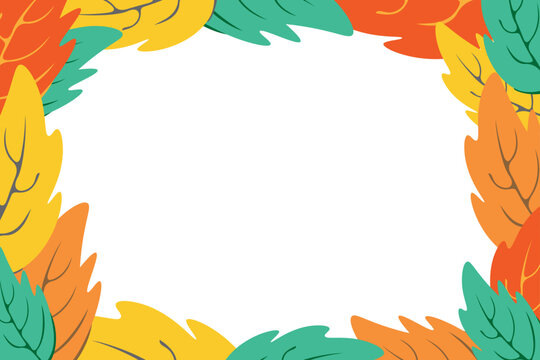 Colorful leaf frame border vector illustration with copy space for seasonal or nature design. 