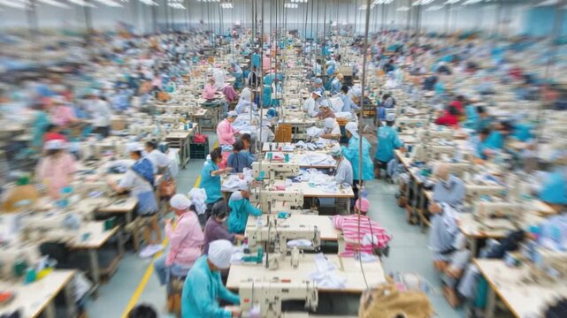 Factory Floor: A bustling factory floor teems with workers meticulously attending to their tasks, showcasing the collaborative spirit of industry.