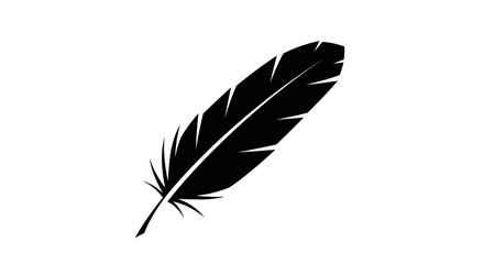 Fototapeta premium Black feather silhouette against a white background.