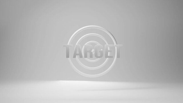 Graphic showing target design with clear letters and simple shapes in a neutral setting