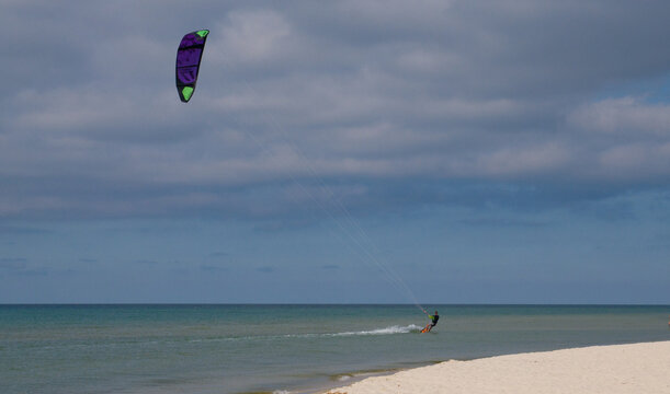 kite surfing on the beach