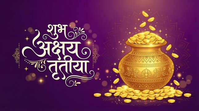 Akshaya tritiya poster, banner, greeting card printable, Akshaya tritiya wishes calligraphy, vector, logo, template, design in Marathi or Hindi. Akshaya tritiya social media post
