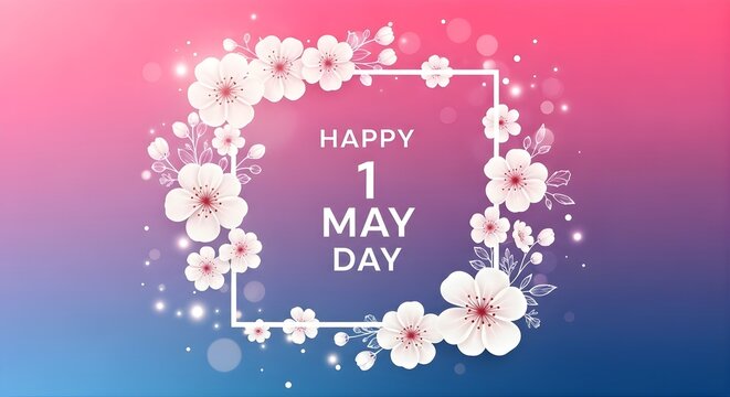 Happy labor day celebration on may 1st with flowers