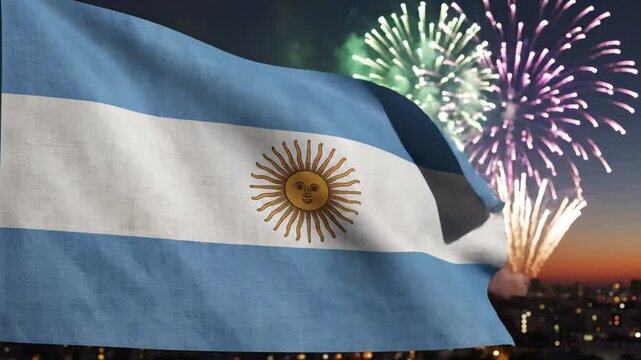Argentina Flag Fireworks Night 28.