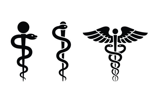 Caduceus Medical Symbol &ndash; Snake and Staff Vector Icon