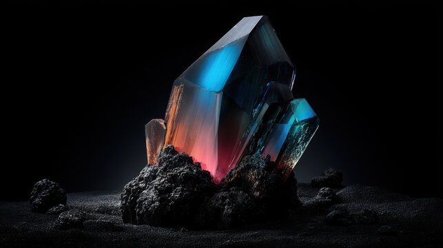 Lustrous Obsidian Crystal with Naturally Fractured Edges Showcasing Vibrant Colors