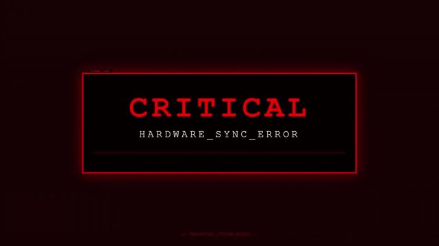 Critical Hardware Sync Error System Failure Digital Warning Alert Screen.